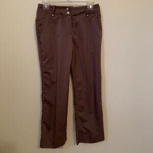 IZOD Womens Size 0 CoolFx Golf Pants Cropped Brown Lightweight Straight Leg